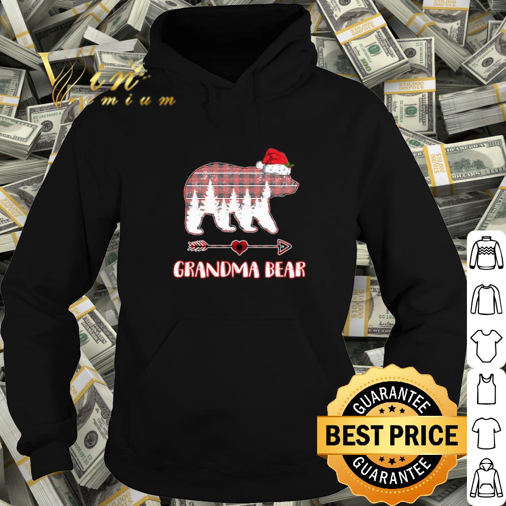 Top Grandma Bear Pajama Red Plaid Buffalo Hat Christmas shirt