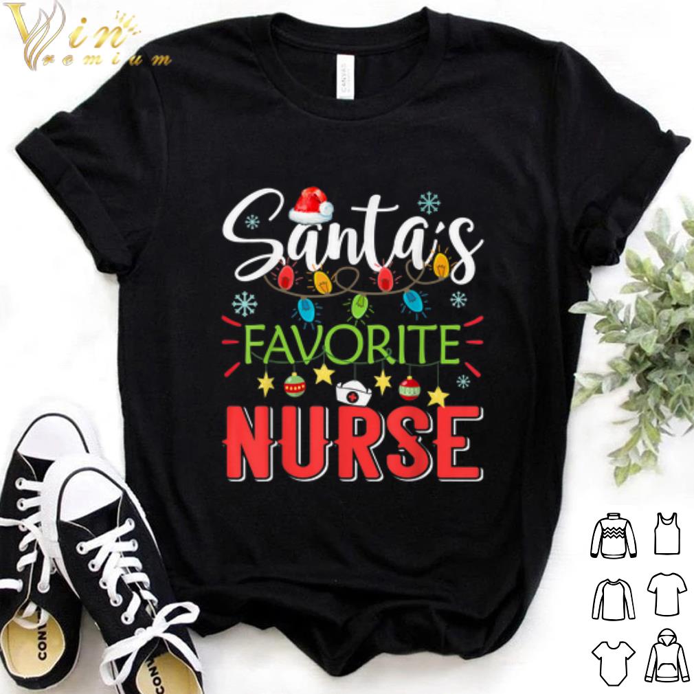 Top Santa's Favorite Nurse Light Christmas shirt 6