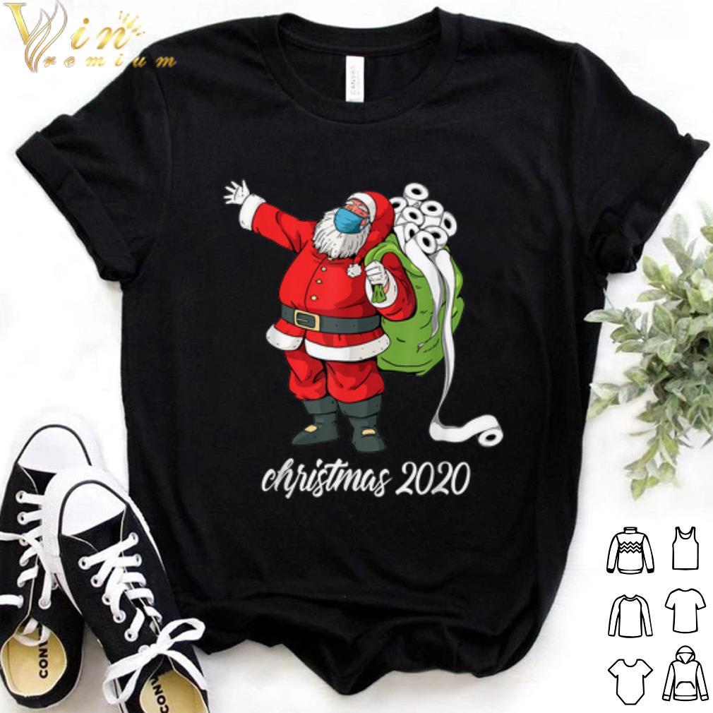 Santa with face mask and bring toilet bag christmas 2020 shirt 6