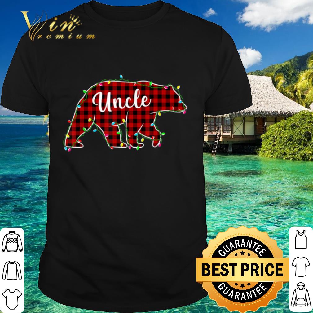Pretty Uncle Bear Red Plaid Light Christmas Pajama shirt 6