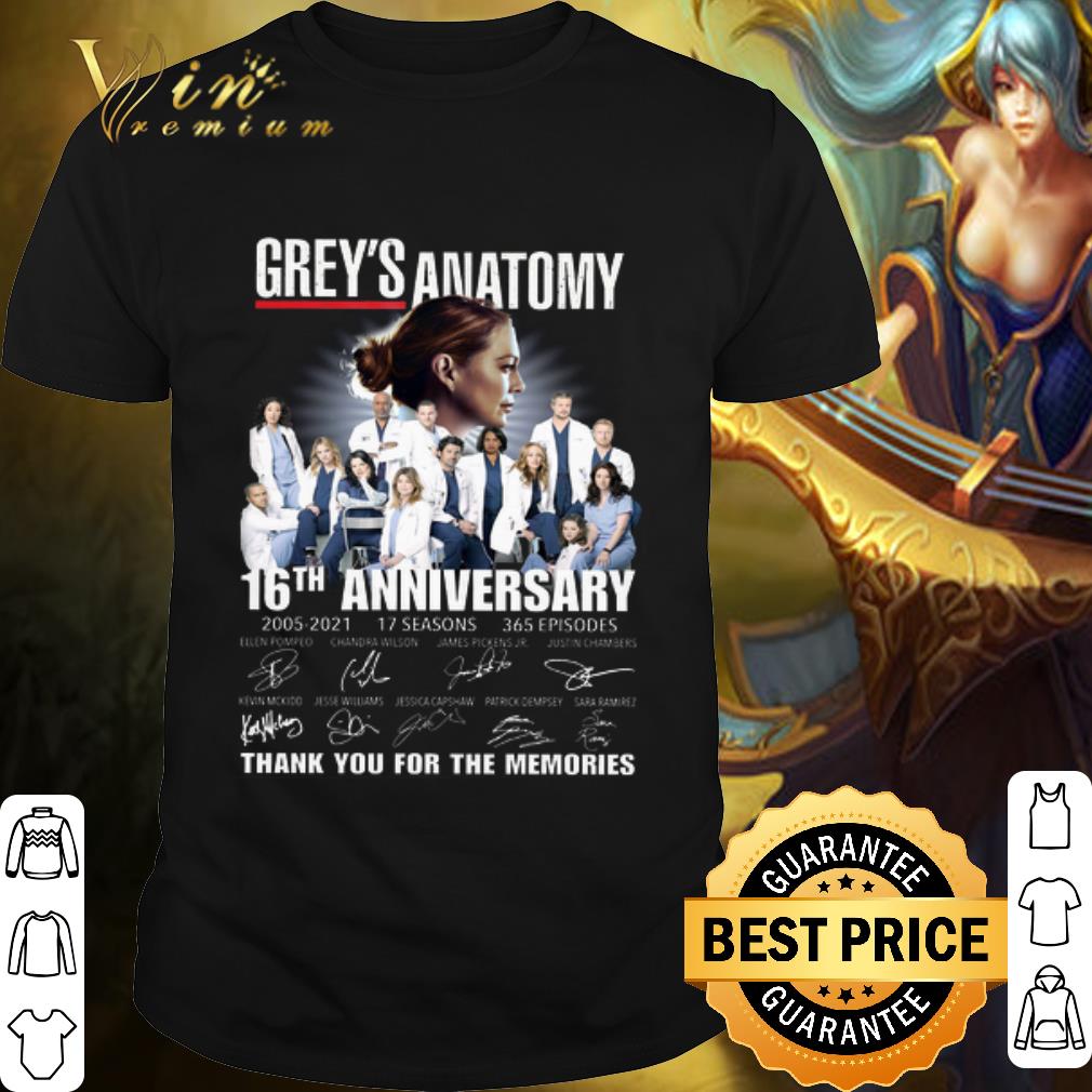 Original Grey's Anatomy 16th anniversary thank you for the memories Signature shirt 7
