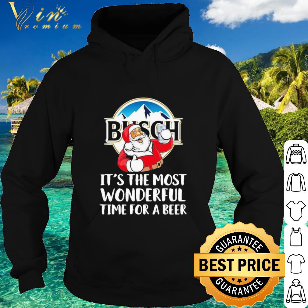 Top Santa Claus Drinking Busch Light It’s The Most Wonderful Time For A Beer shirt