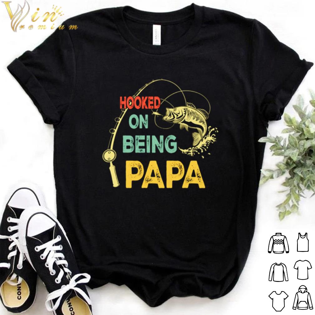 Best Fishing hooked on being Papa shirt 6