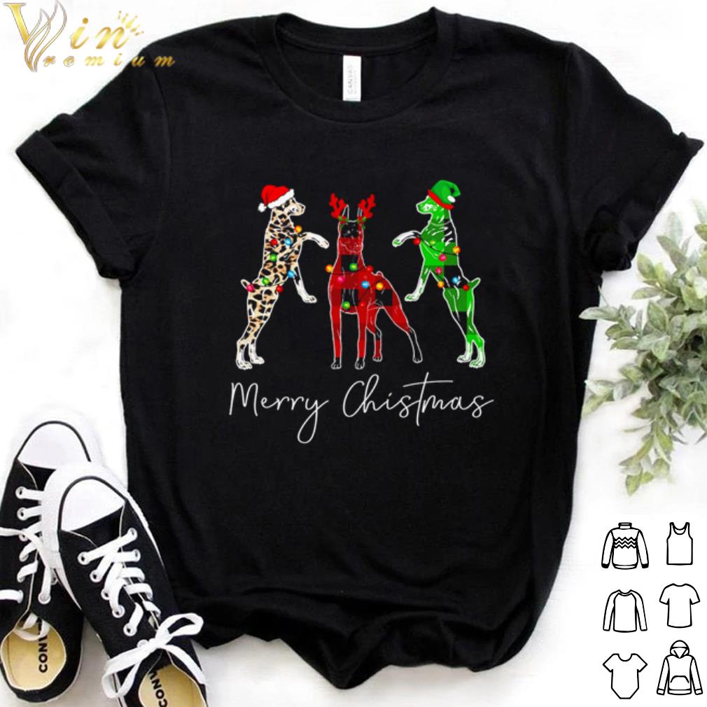 Best Leopard Doberman Pinscher merry Christmas shirt 7