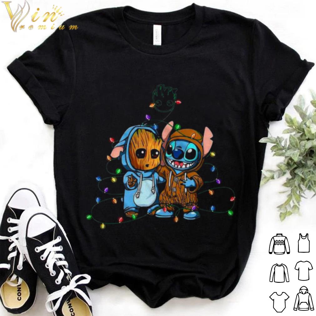Original aby Groot And Baby Stitch Merry Christmas Light shirt 7