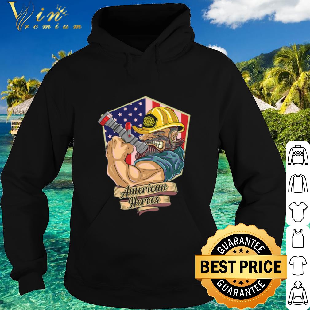 Cool Firefighter Man Americans Heros Us Flag shirt