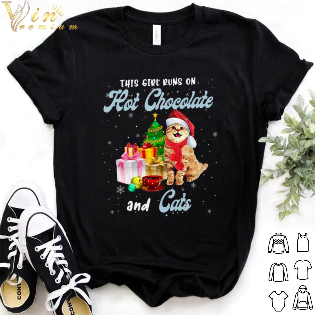 Top This girl runs on hot chocolate and cats shirt 7
