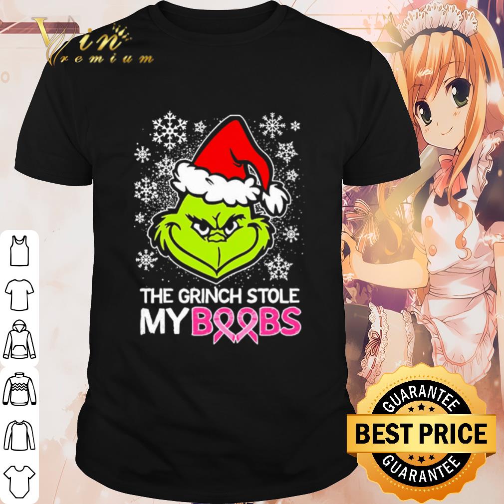 Top The Grinch Santa Stole My Boobs Breast Cancer Christmas shirt 7