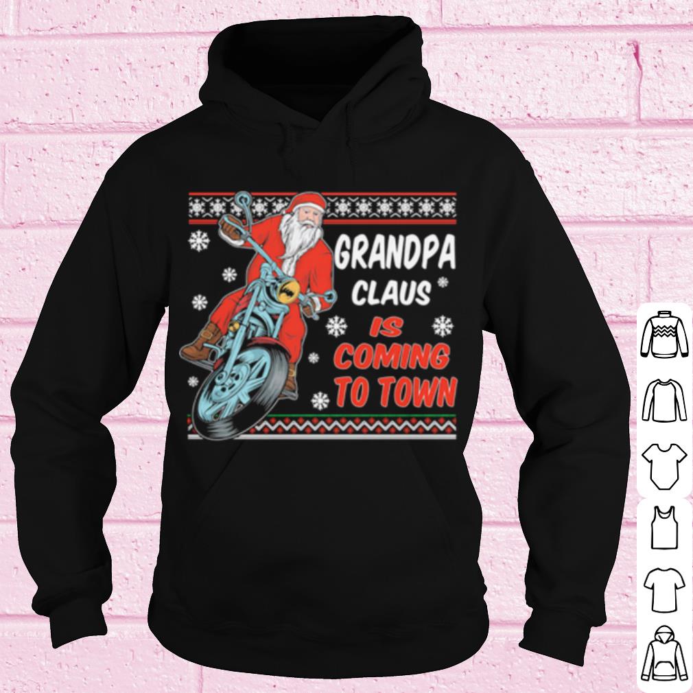 Cool Grandpa Claus Is Coming To Town Riding Motorbike Merry Christmas shirt