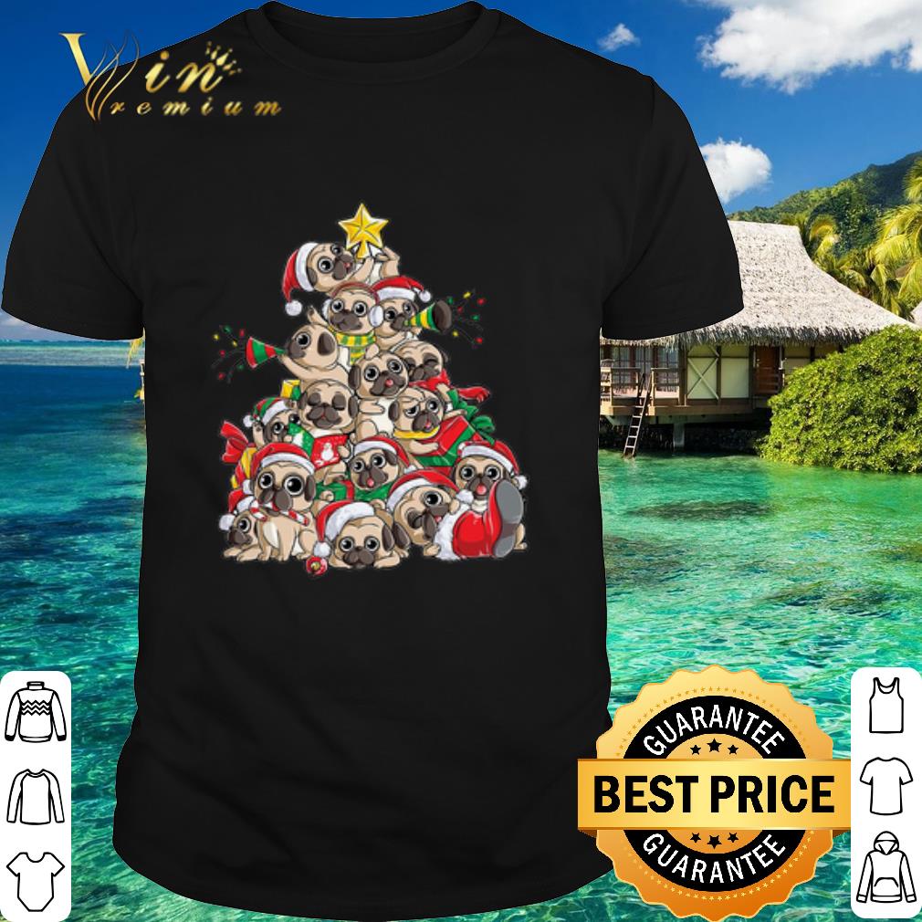 Cool Pug Christmas Tree Cute shirt 6