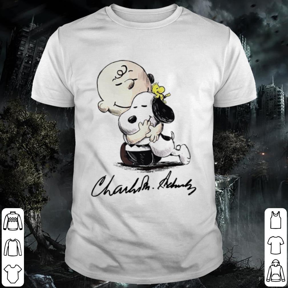 Original Charlie Brown hug Snoopy signature shirt 6