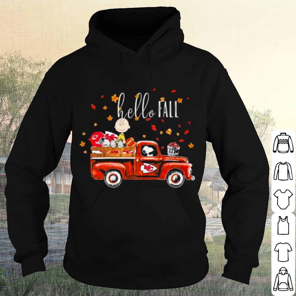 Original Hello Fall Snoopy Ricing Car Red With Charlie Kansas City Chiefs shirt