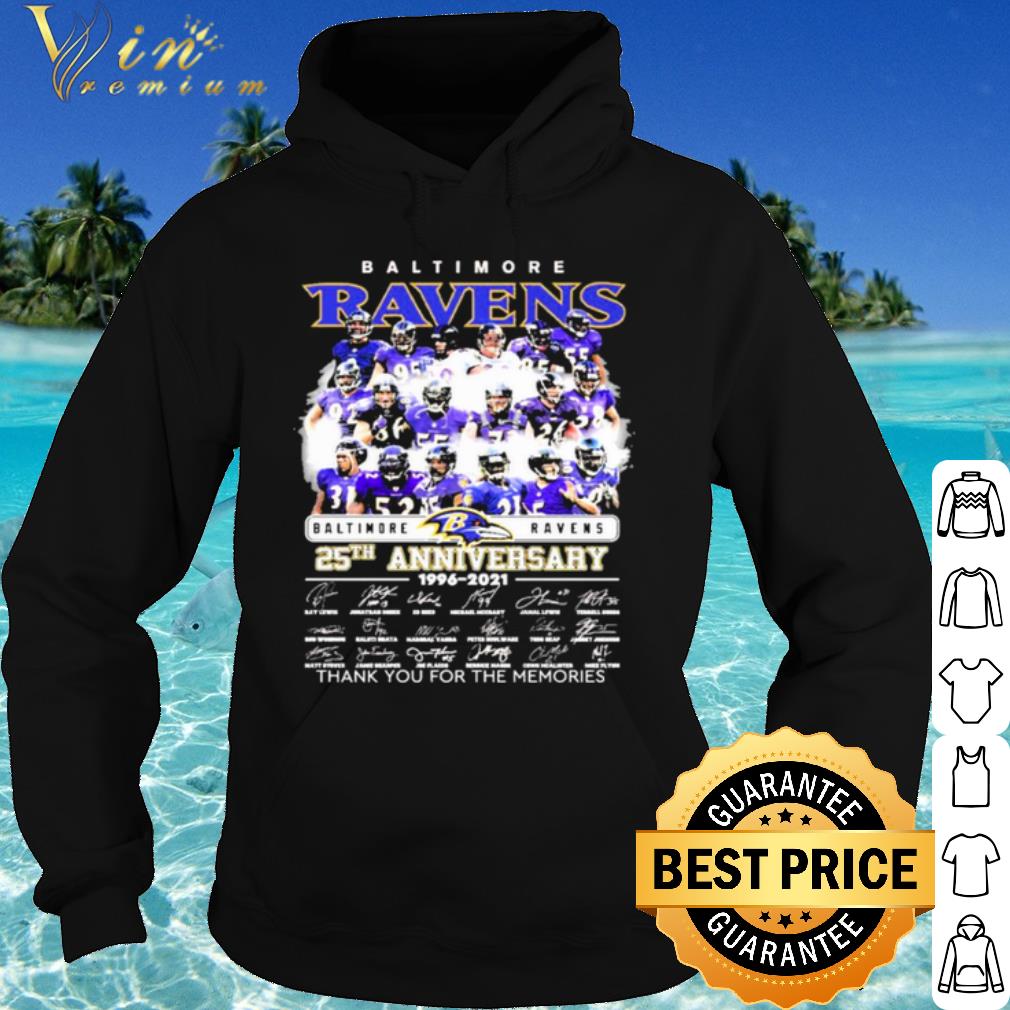 Original Baltimore Ravens 25th Anniversary Thank The Memories Signatures shirt