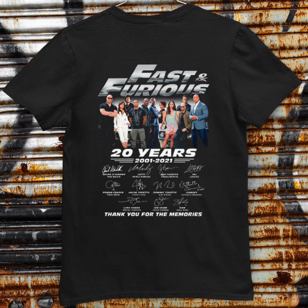 Cool Fast And Furious 20 Years 2001 2021 Thank You For The Memories Signature shirt 7