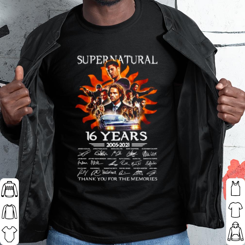 Top Supernatural 16 Years 2005 2021 Thank You For The Memories Signatures shirt 7
