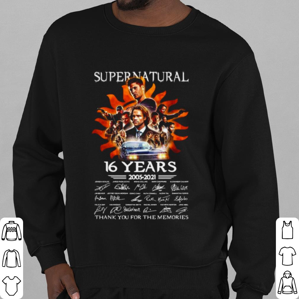 Top Supernatural 16 Years 2005 2021 Thank You For The Memories Signatures shirt