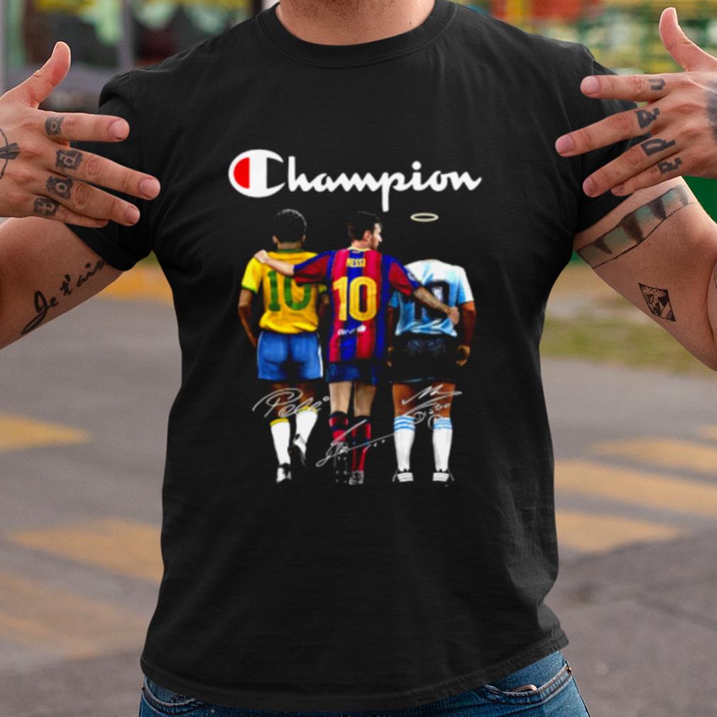 Cool Champion Pele Messi Maradona Signature shirt 7