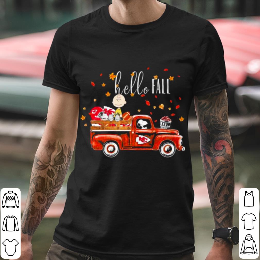 Premium Hello Fall Snoopy Ricing Car Red With Charlie Kansas City Chiefs shirt