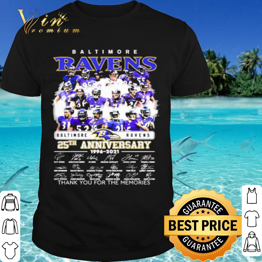 Original Baltimore Ravens 25th Anniversary Thank The Memories Signatures shirt 7