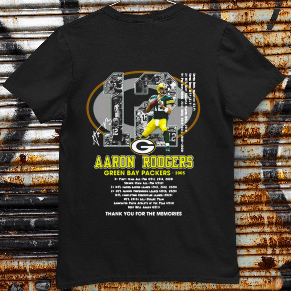 Funny 12 Aaron Rodgers Green Bay Packers Thank The Memories Signatures shirt 8