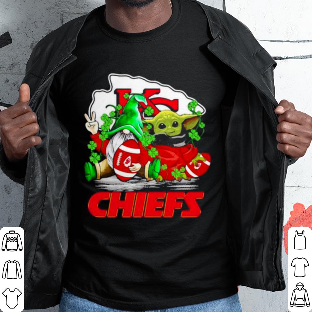 Pretty Gnome And Baby Yoda Chiefs Football Patrick's Day shirt 9