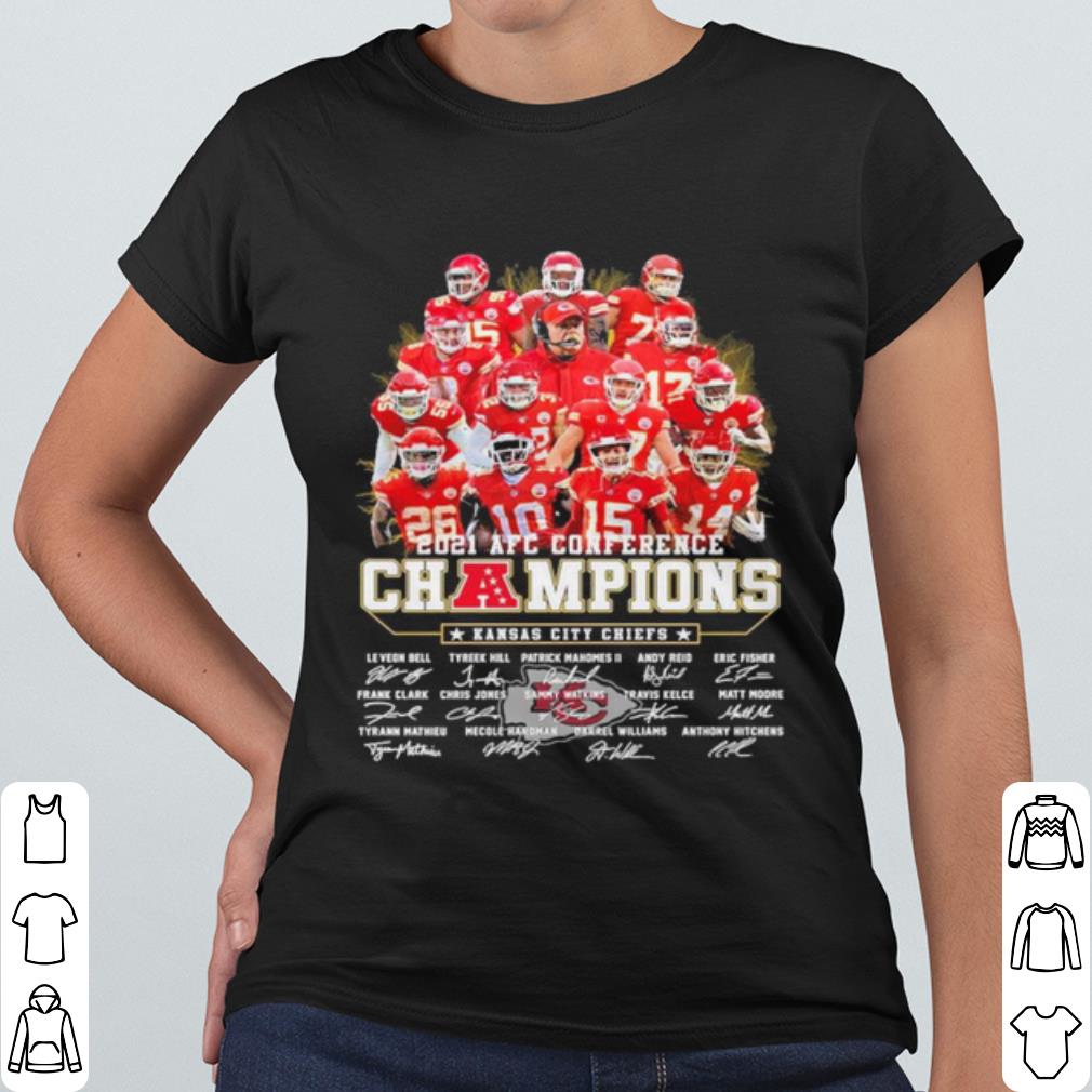 Cool Kansas City Chiefs Players 2021 Afc Conference Champions Signatures shirt