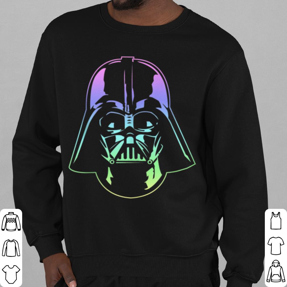 Official Star Wars Darth Vader Gradient Neon Helmet Outline shirt