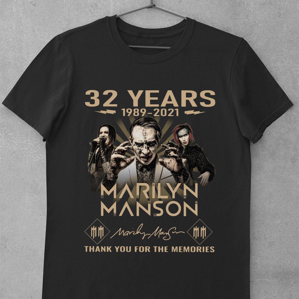 Awesome Marilyn Manson 32 years 1989-2021 signature thank you for the memories shirt 9