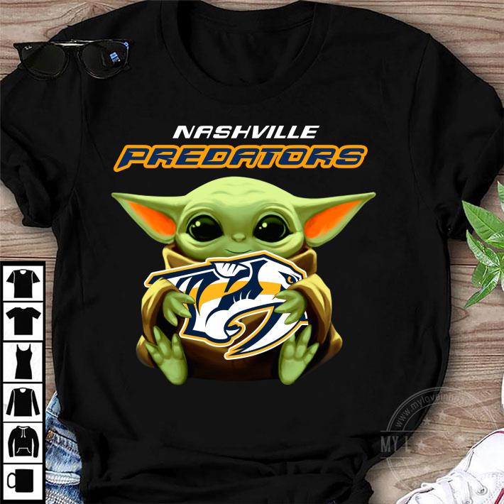 Best Star Wars Baby Yoda Hug NHL Nashville Predators shirt 9