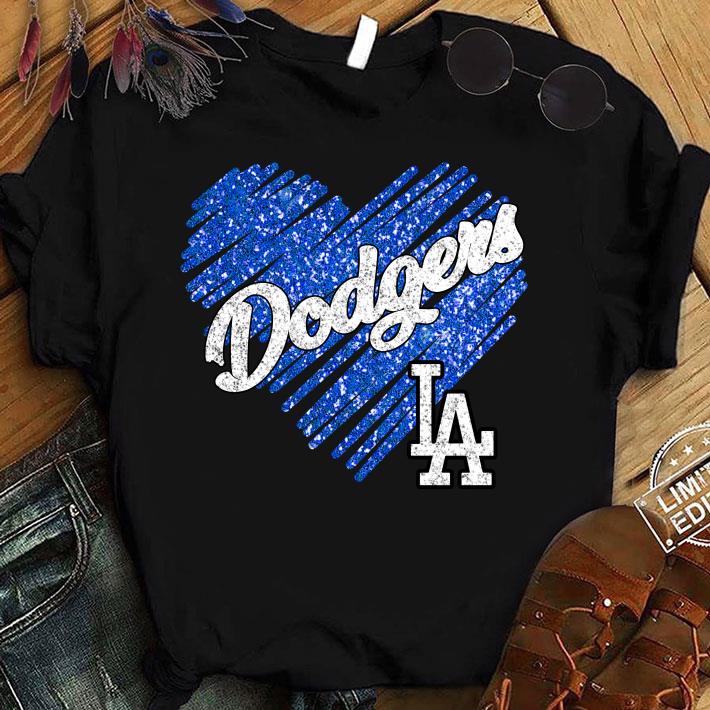 Funny Love Los Angeles Dodgers Heart Glitter shirt 9