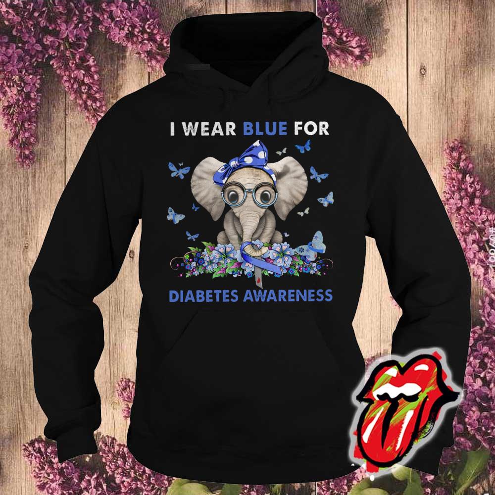 Awesome Elephant I Wear Blue For Diabetes Awareness Shirt