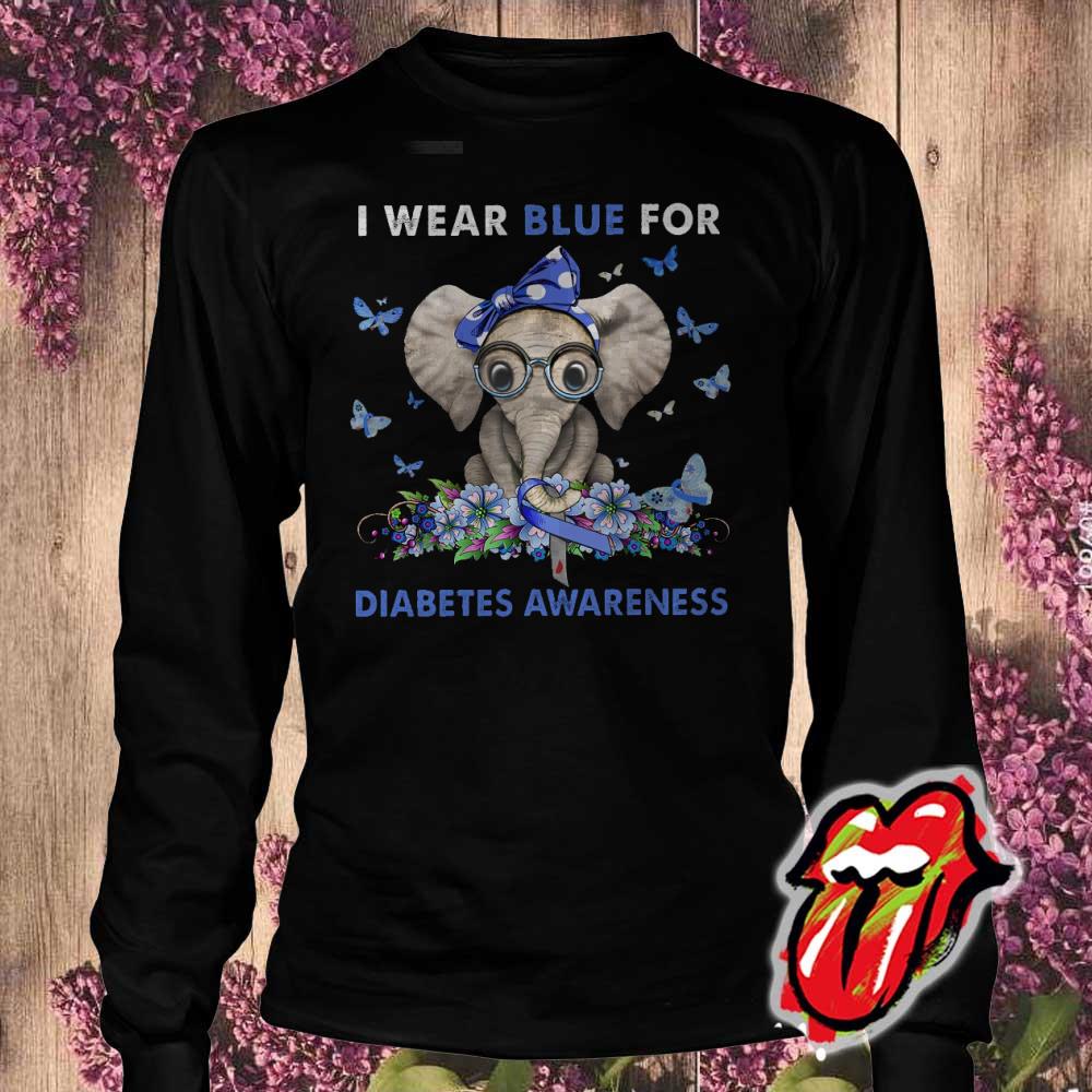Awesome Elephant I Wear Blue For Diabetes Awareness Shirt
