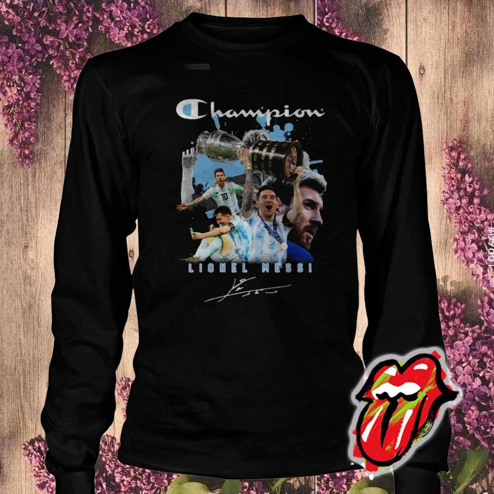 Funny The Champion M10 Lionel Messi Copa America 2021 Signatures Shirt