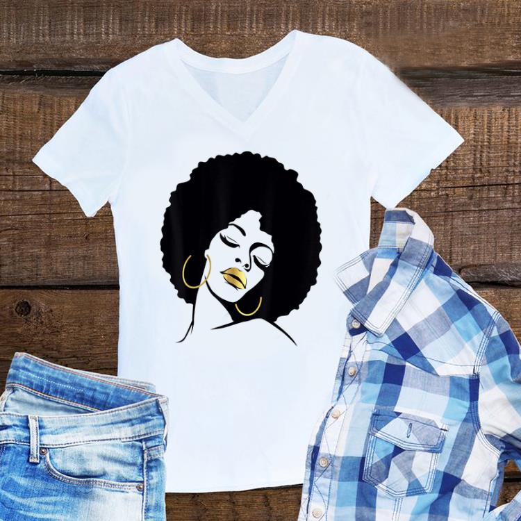 Awesome Afro Diva Black Girl Magic Gold Lips shirt