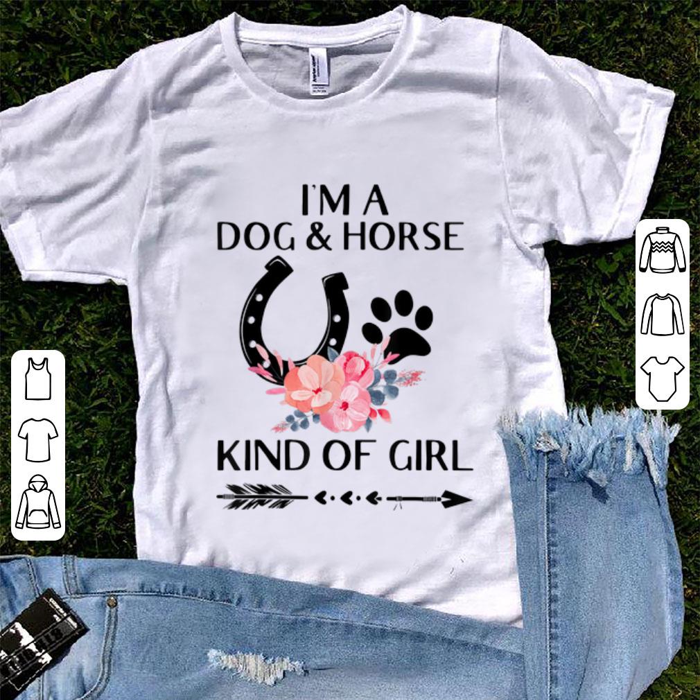 Awesome I'm a Dog and Horse Kind of Girl Paw Flower shirt