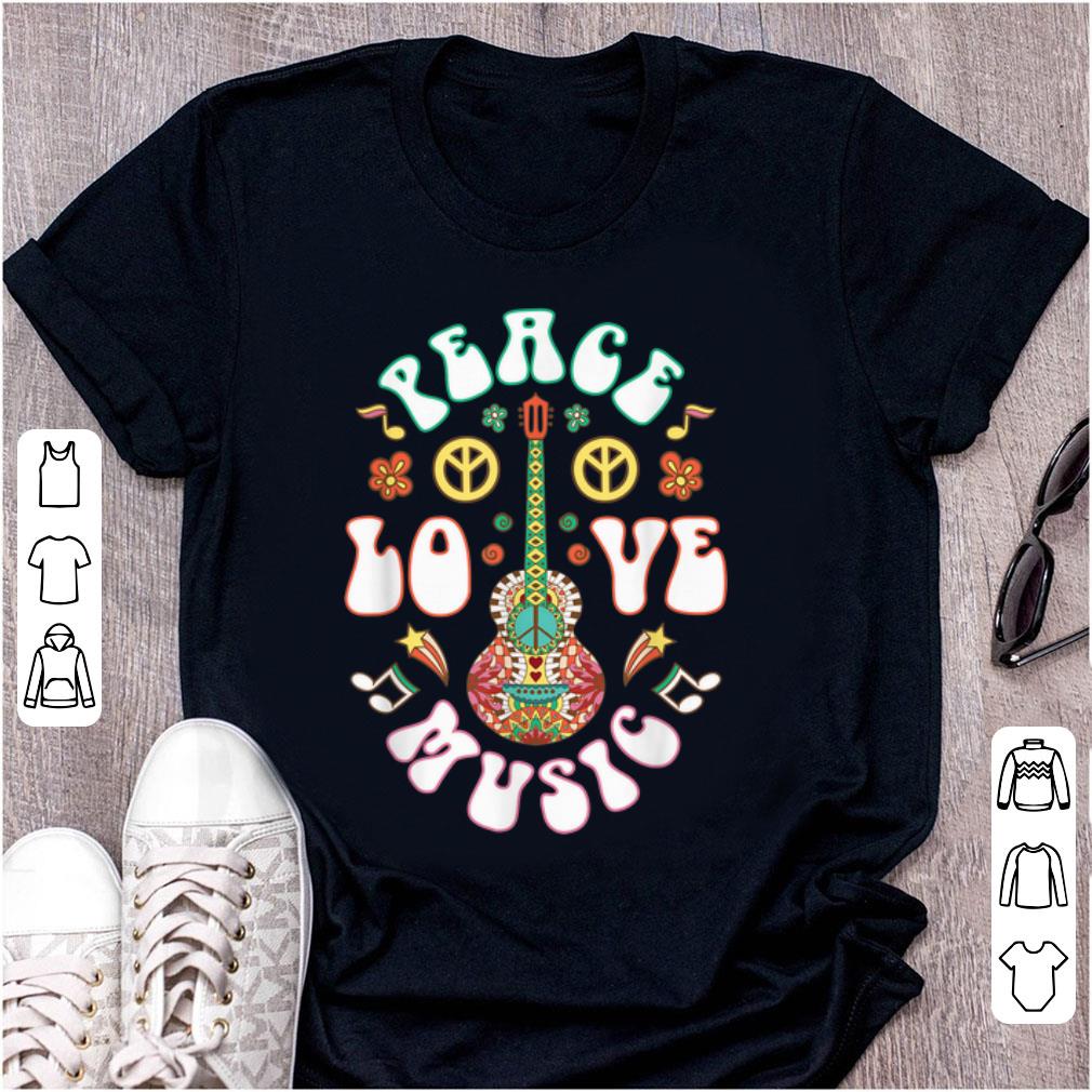 Awesome Peace Love Music Guitar Hippies Retro