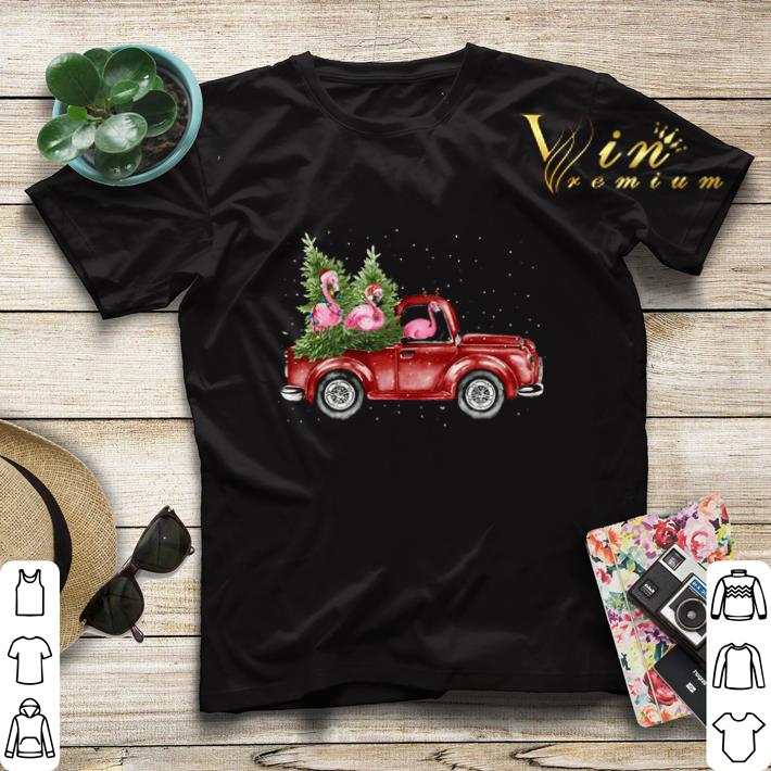 Flamingos ride red truck Christmas shirt sweater 1 Flamingos ride red truck Christmas shirt sweater