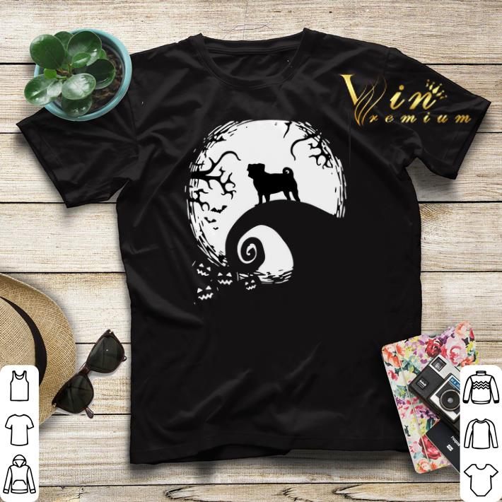 Halloween Pug dog and moon shirt