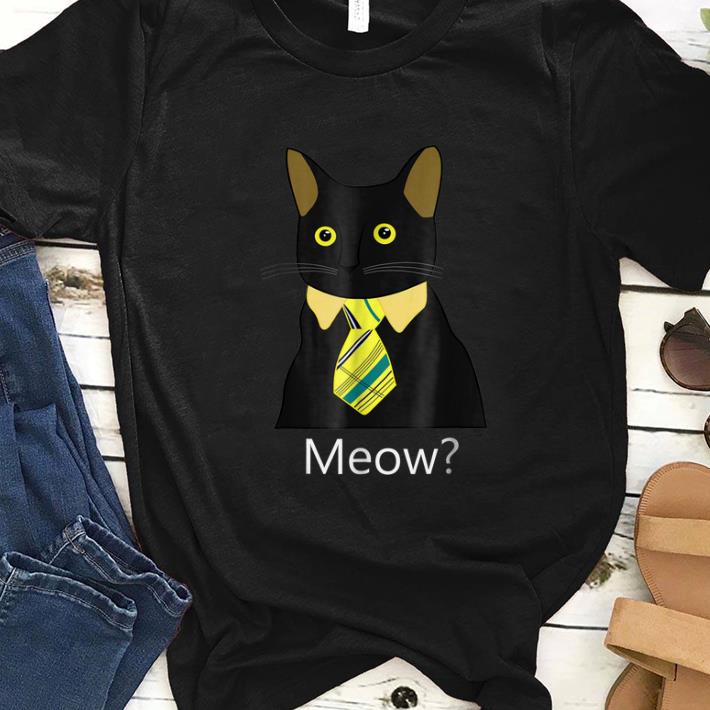 Hot Black Business Cat Kitten with Yellow Tie Meow shirt
