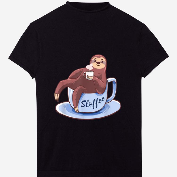 Official Sloffee Sloth Lying On A Cup Of Coffee Sloffee Meme shirt