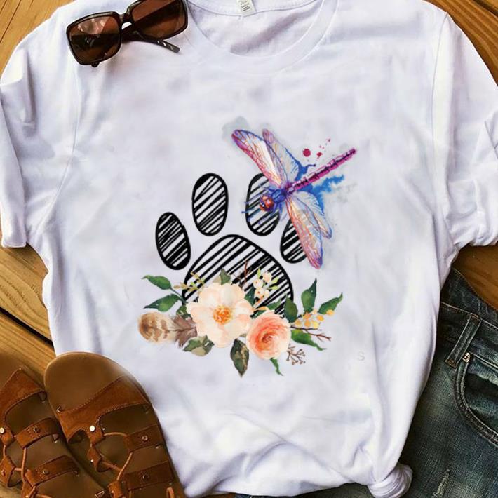 Pretty Dragonfly Paw Dog Flower shirt