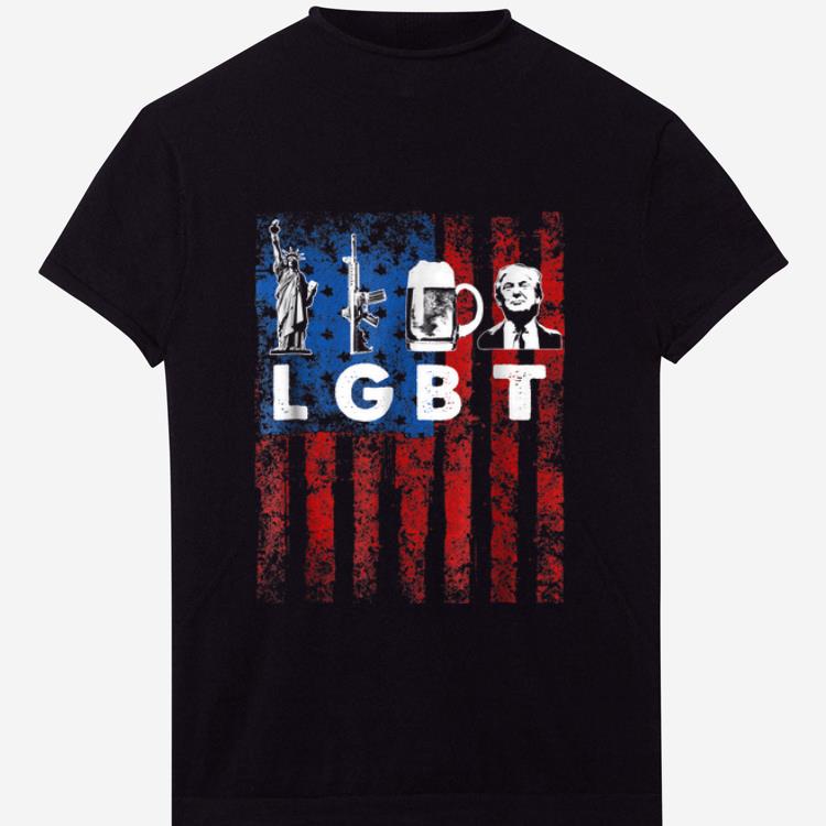 Pretty LGBT Liberty Guns beer Trump American Flag shirt