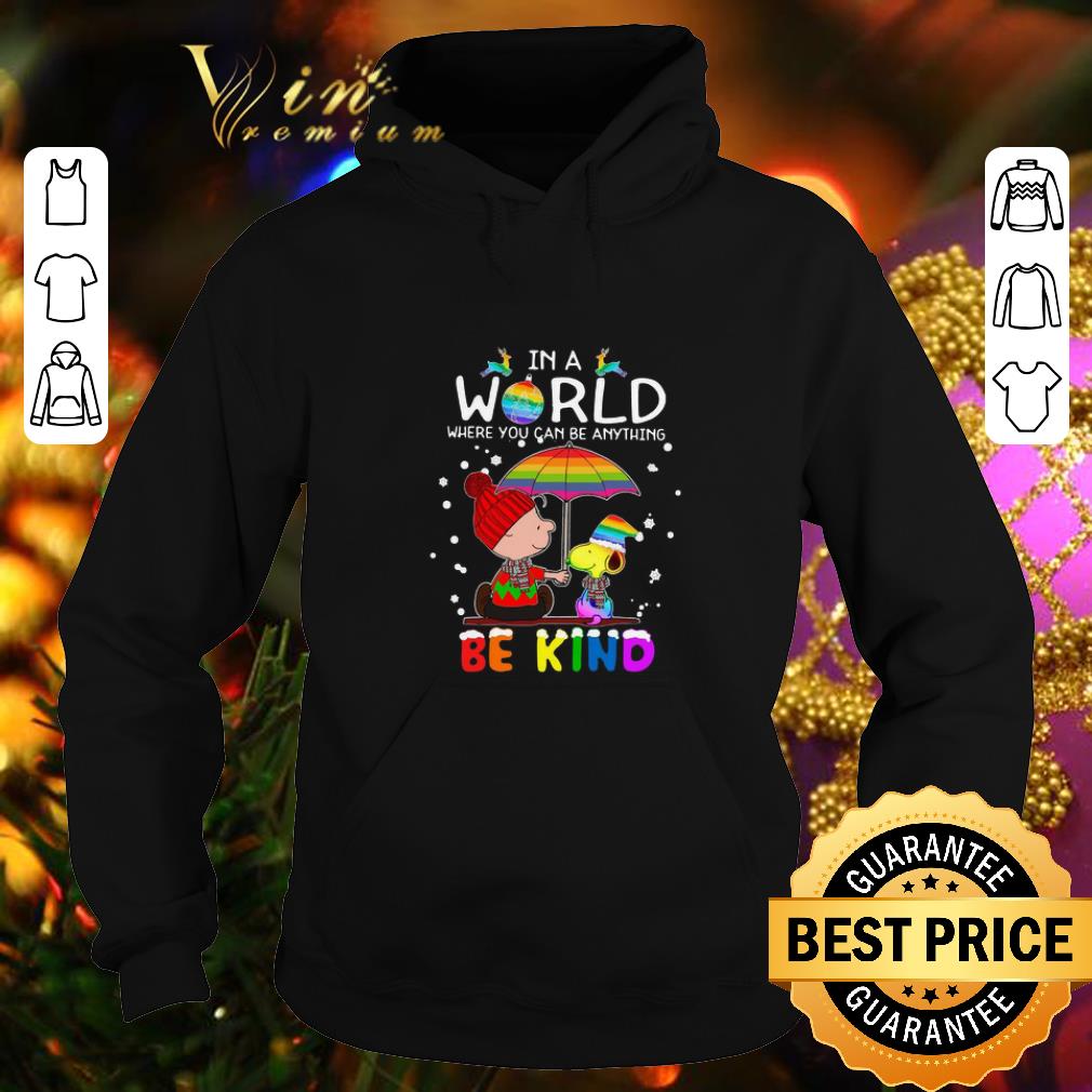 Cheap LGBT In a world where you can be anything Be Kind Snoopy Christmas shirt