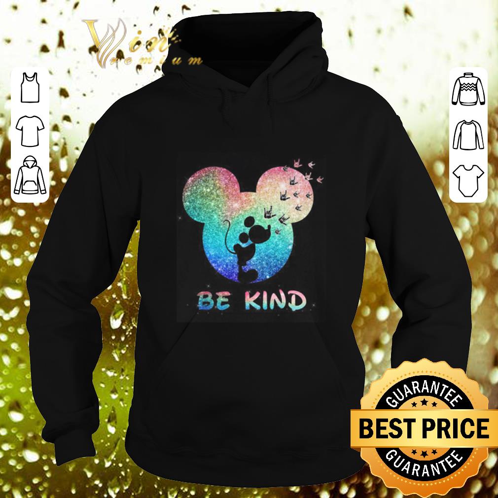 Cheap Mickey head I love you sign language be kind shirt