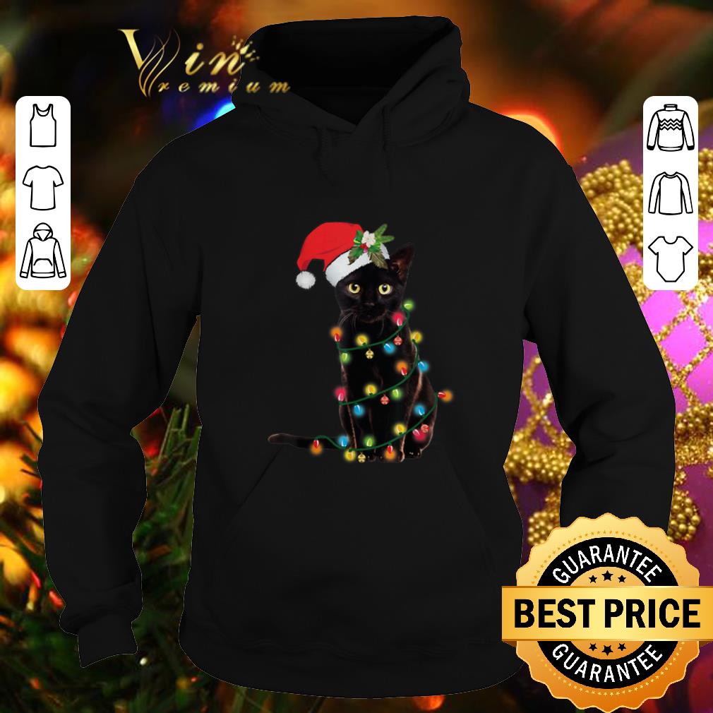 Cheap Black Cat Santa Hat Christmas Lights shirt