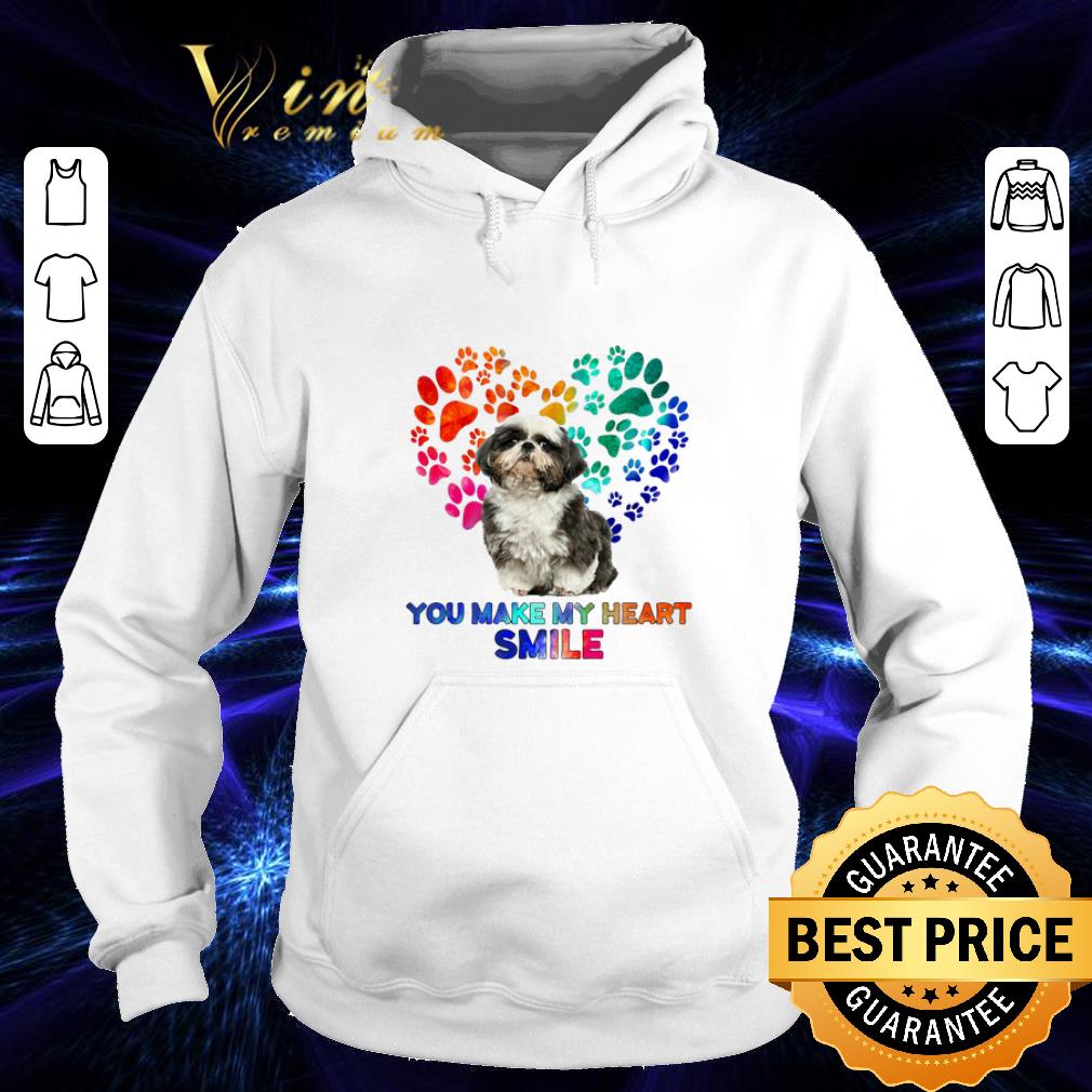 Cheap Paws color Shih Tzu you make my heart smile shirt