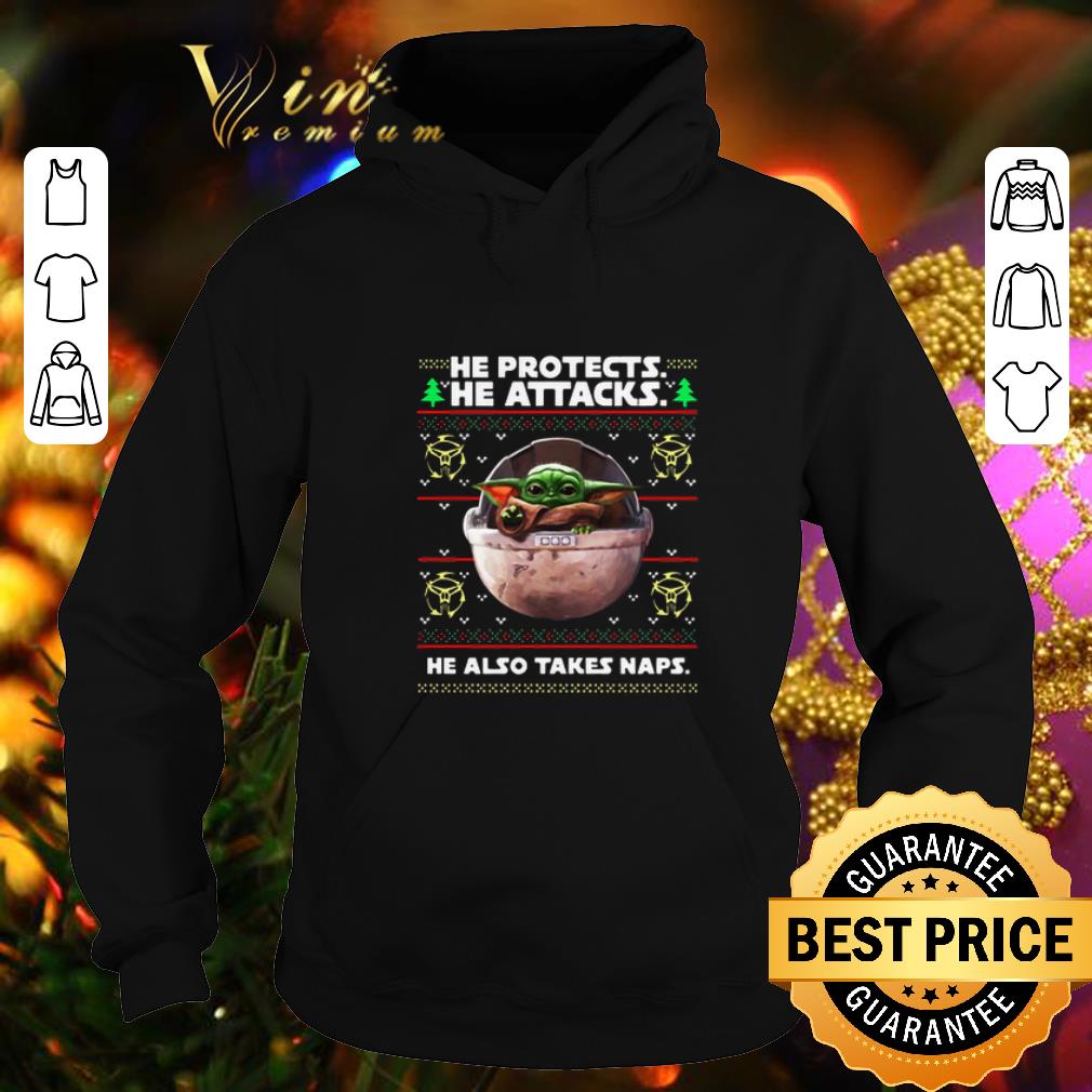 Premium Baby Yoda he protects he attacks he also takes naps Christmas sweater