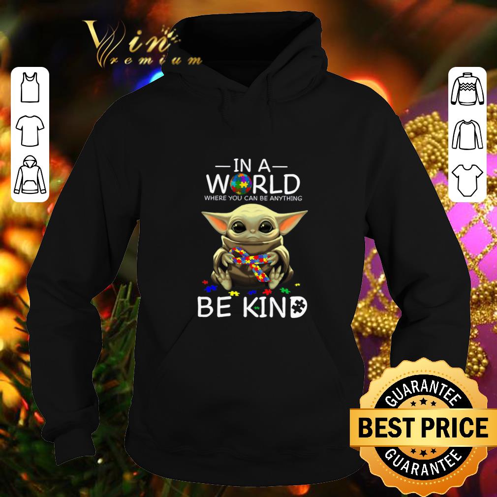 Premium Baby Yoda in a world where you can be anything be kind Autism puzzle shirt