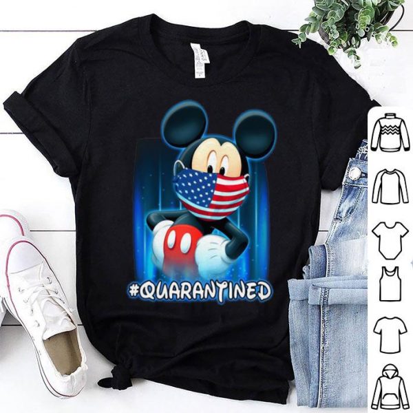 Mickey Mouse Face Mask #Quarantined Covid-19 American Flag shirt