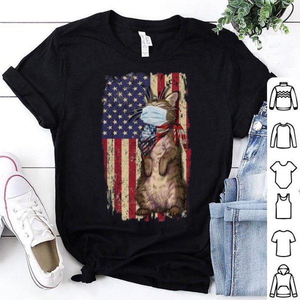 Cat Mask American Flag Quarantine shirt